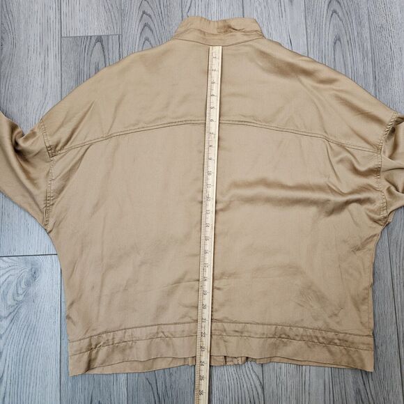 Urban Outfitters Pepita Drawstring Tan Jacket Womens Size Medium Full Zip - Picture 6 of 7